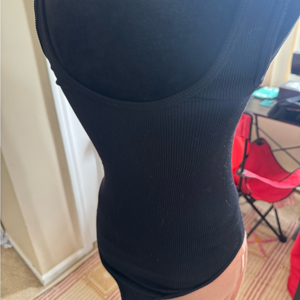Black Ribbed Tank Top